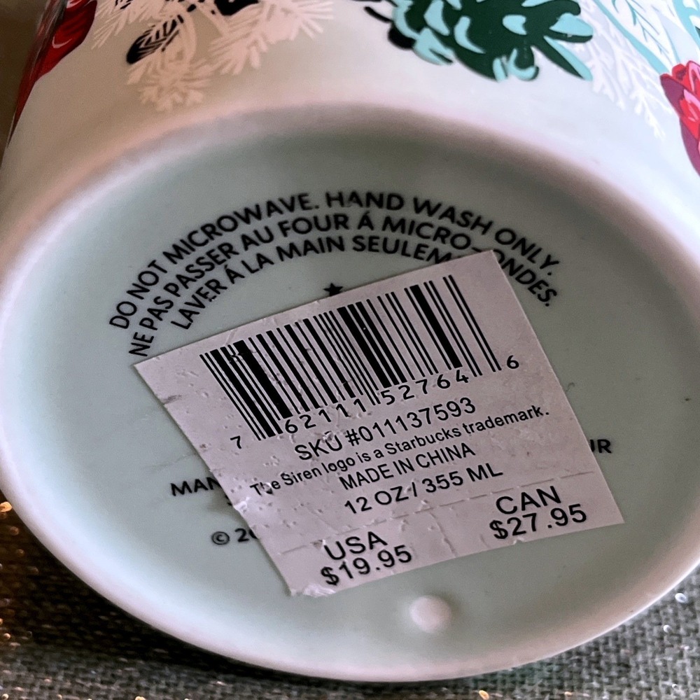 NEW Starbucks 2022 Soft Porcelain Floral Mint Green Poinsettia Tumbler 12oz - Picture 5 of 6